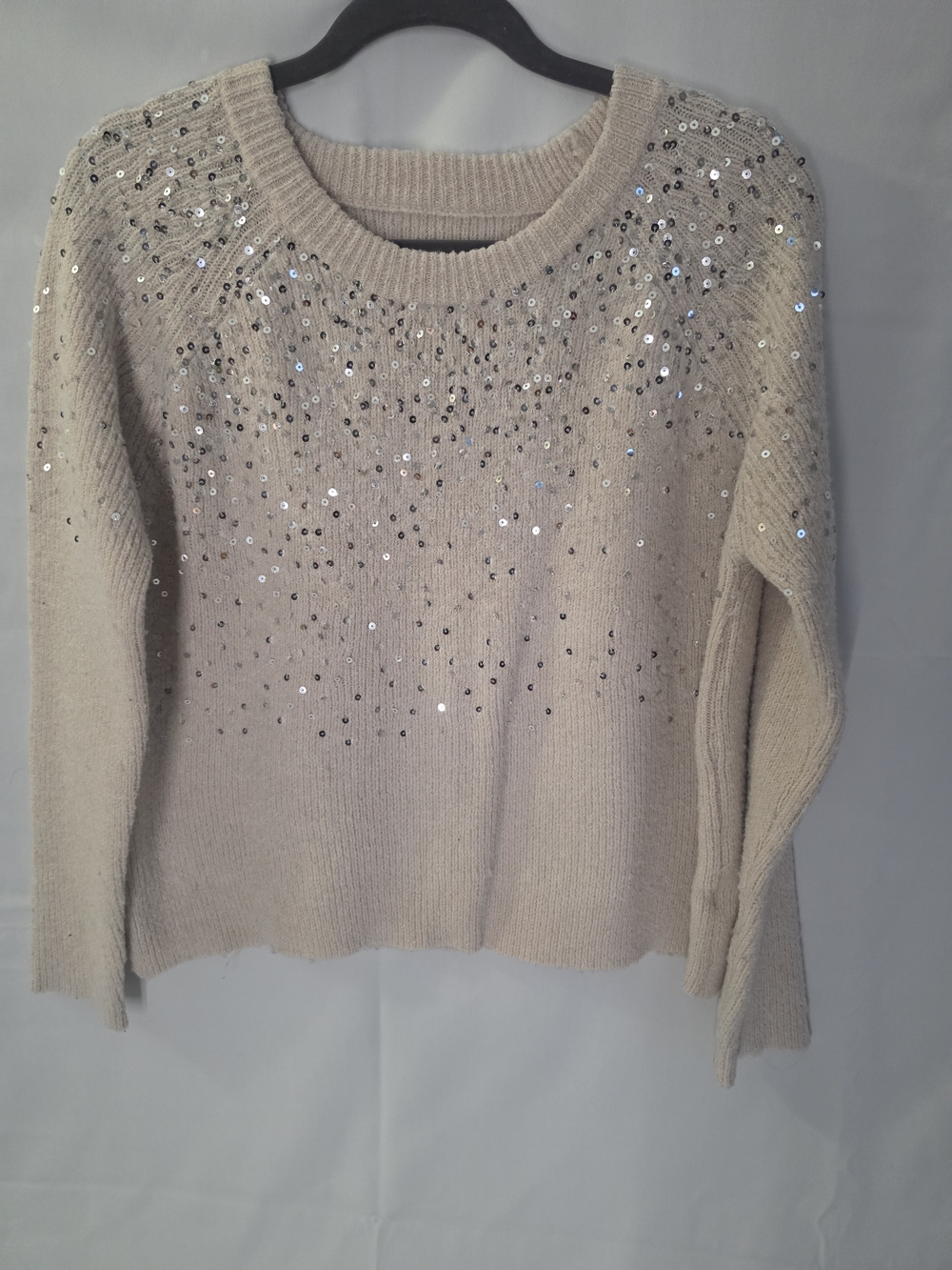 Light Pink Sequin Crewneck Sweater - Women's